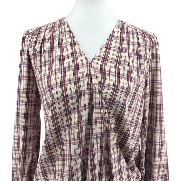 Treasure & Bond Red Checkered Long Sleeve Blouse - Picture 2 of 7